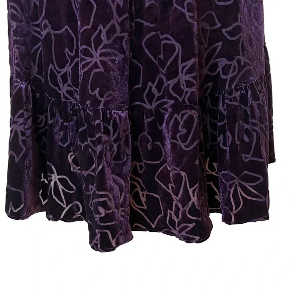 Calvin Klein Purple Velvet Floral Wrap Hi-Low Dress 10 Party Cocktail Career - Picture 12 of 15